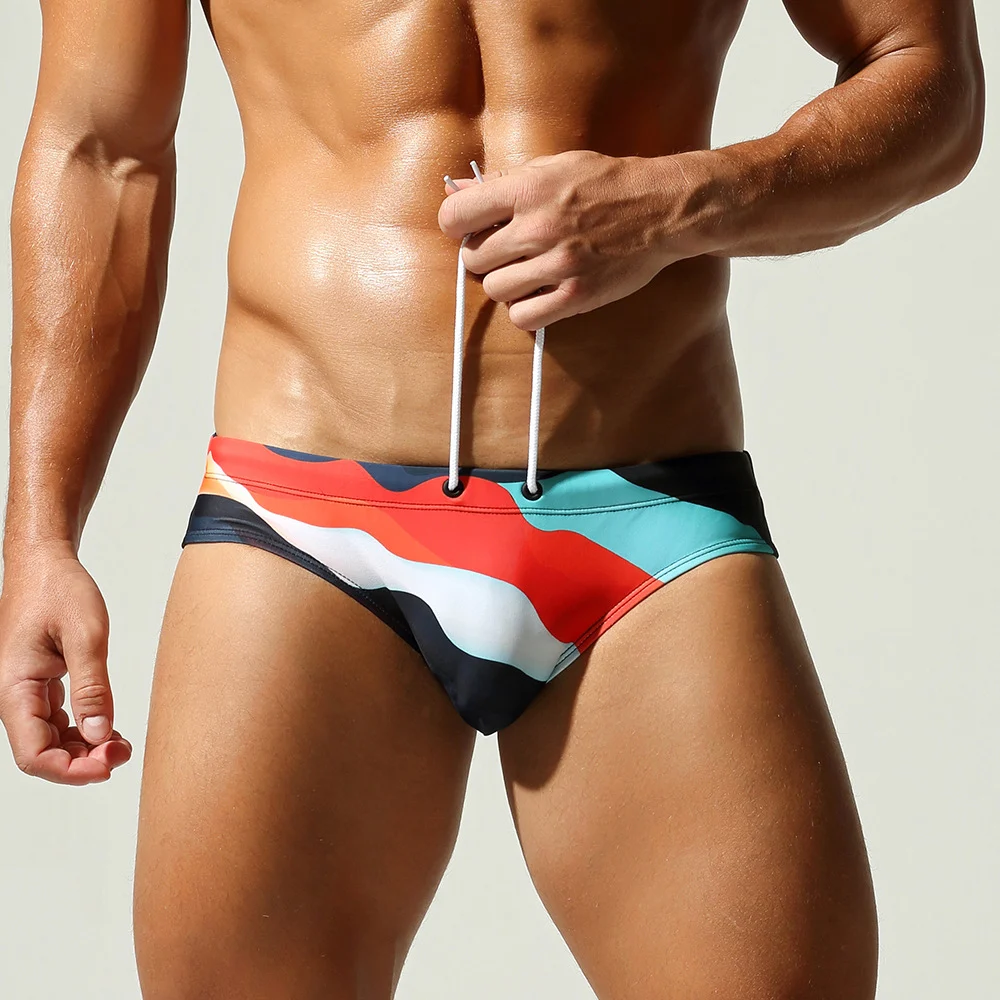 New Stylish Mens Beach Swim Trunks With A Rainbow-striped Design — image 7