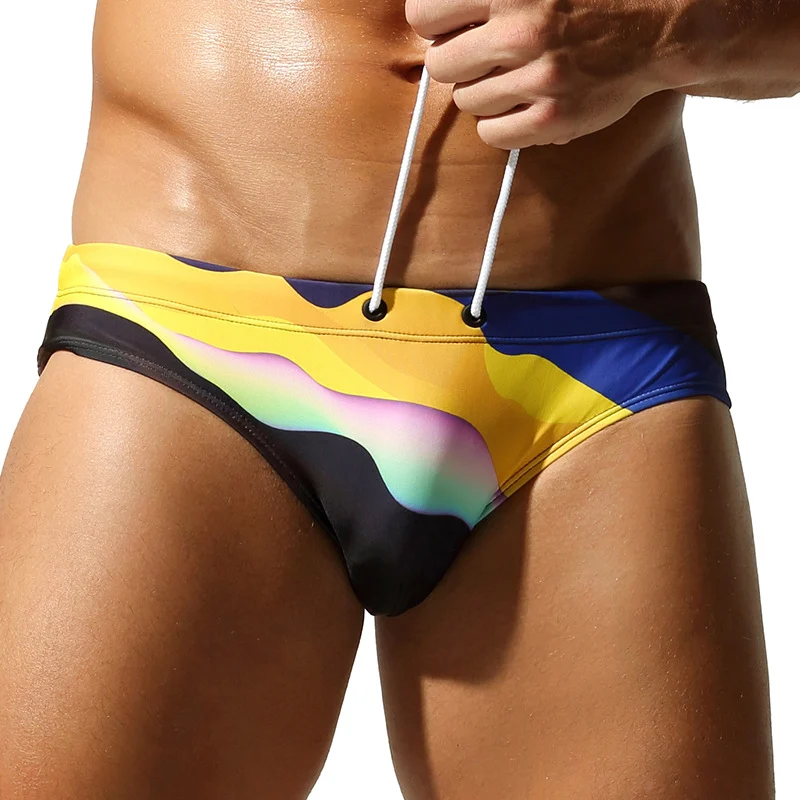 New Stylish Mens Beach Swim Trunks With A Rainbow-striped Design — image 4