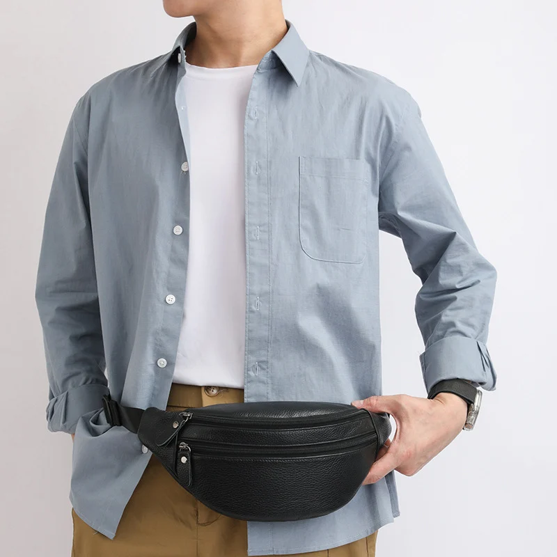 New Stylish Minimalist Casual And Mens Genuine Leather Crossbody Bag — image 4