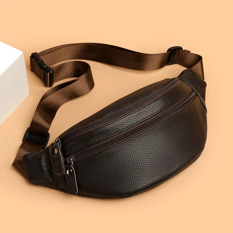 New Stylish Minimalist Casual And Mens Genuine Leather Crossbody Bag — image 3