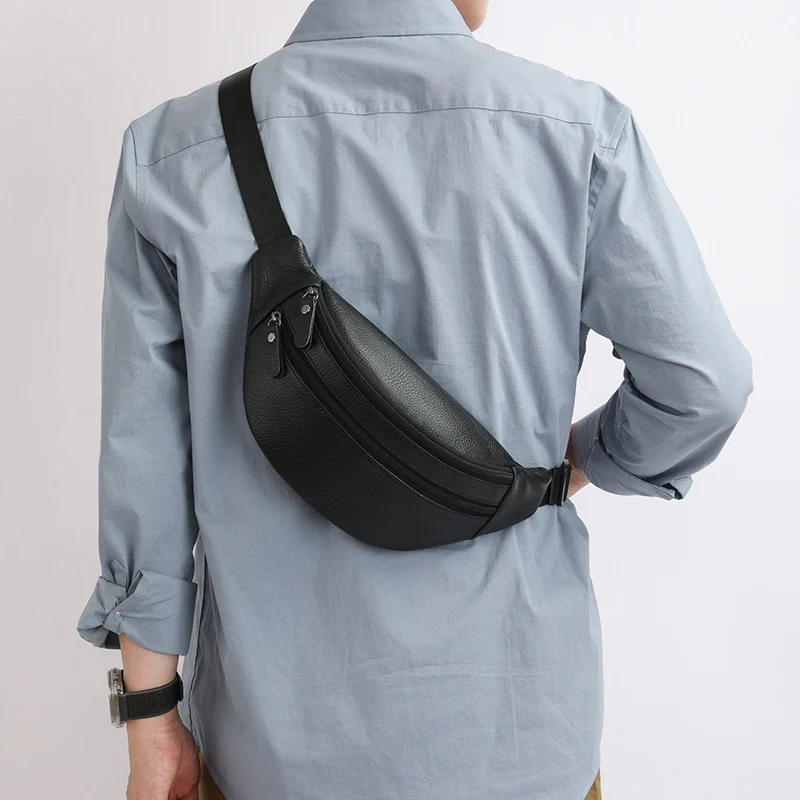New Stylish Minimalist Casual And Mens Genuine Leather Crossbody Bag — image 6