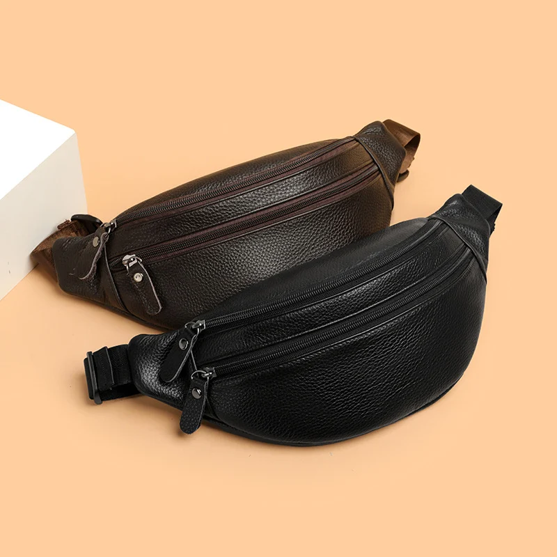 New Stylish Minimalist Casual And Mens Genuine Leather Crossbody Bag — image 2