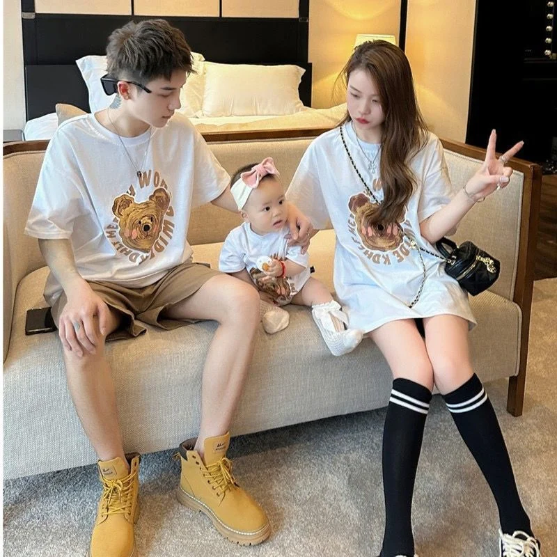 New Summer Cotton Parent-child Outfits Tops For A Family Of Three — image 1