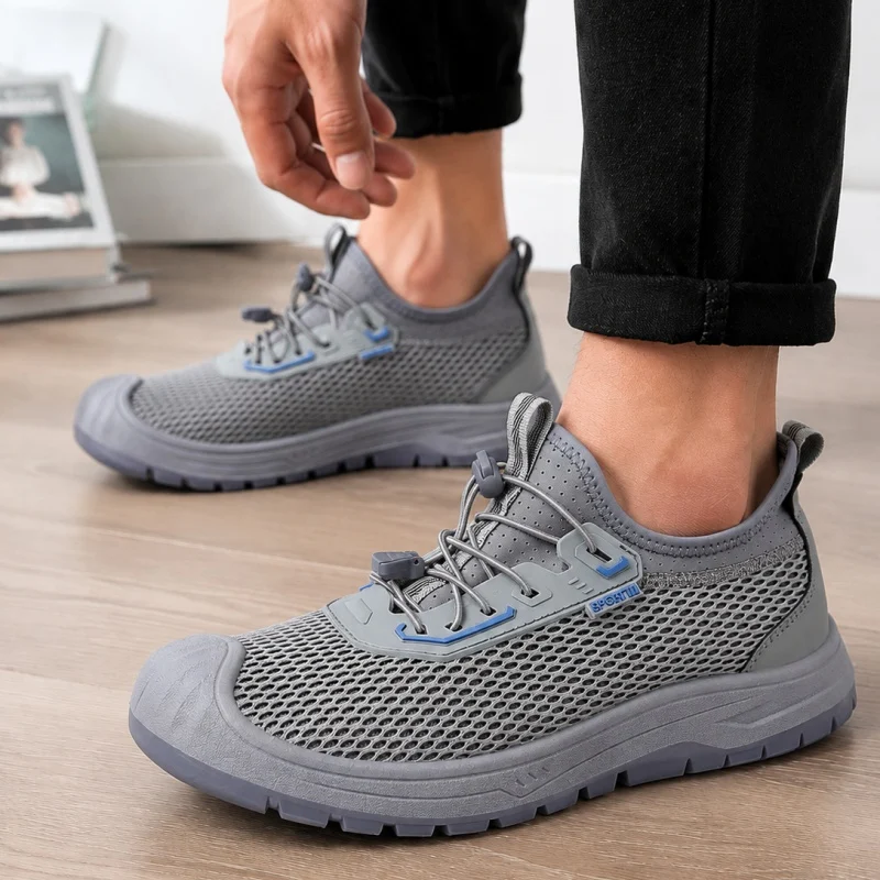 New Summer Men's Mesh Breathable Shoes, Slip-on Lazy Sneakers, Non-slip Soft Sole… — image 4