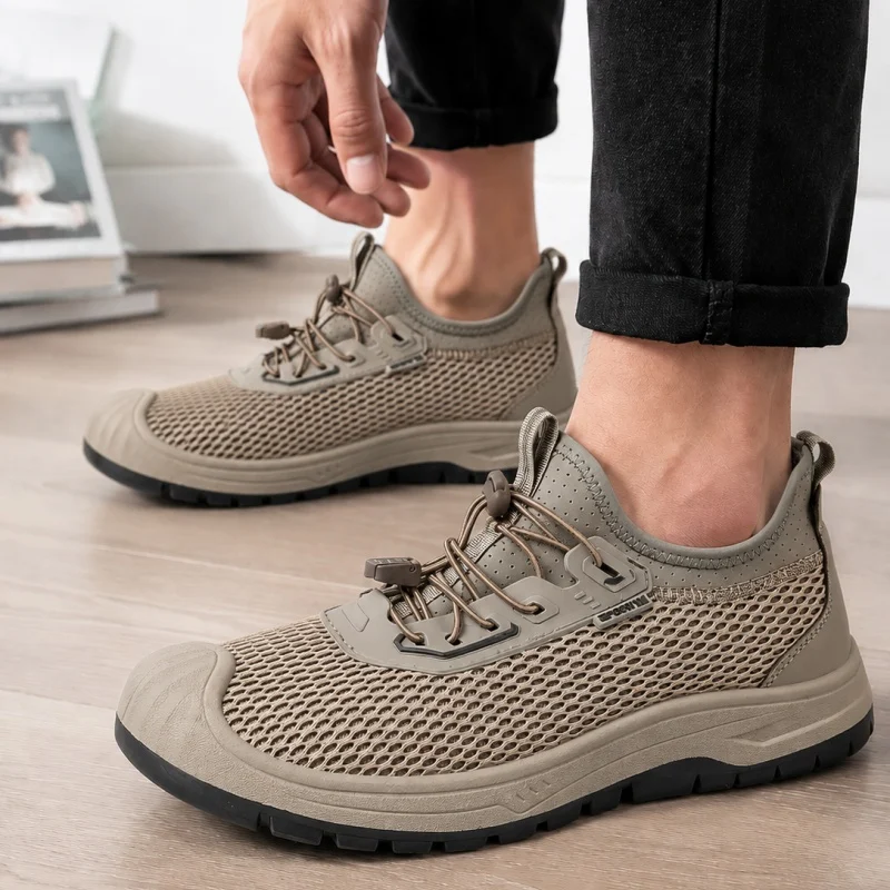 New Summer Men's Mesh Breathable Shoes, Slip-on Lazy Sneakers, Non-slip Soft Sole… — image 5