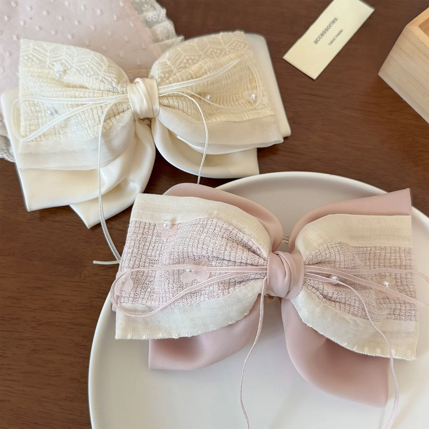 New Sweet Lace Fabric Bow Ponytail Clip — image 2