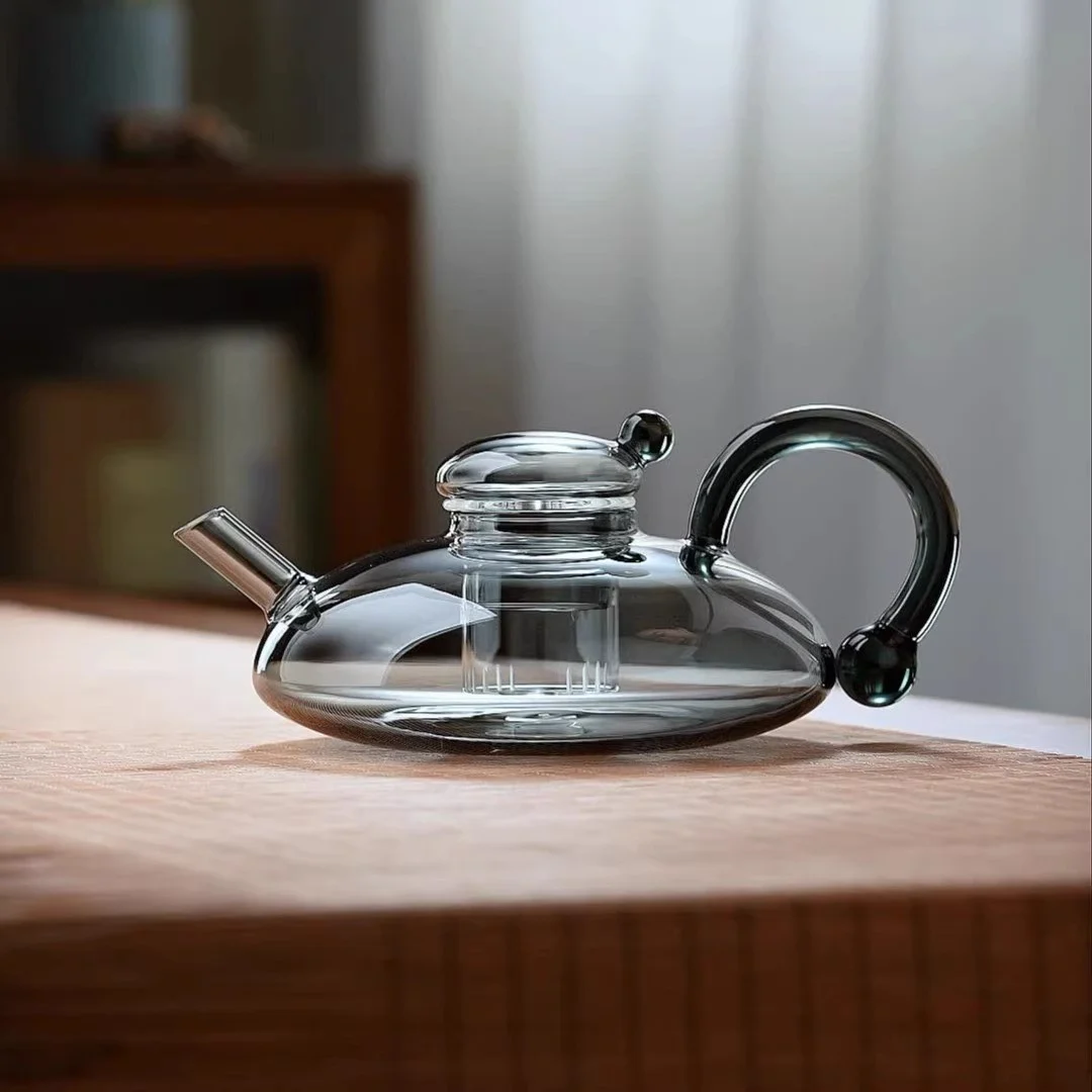 New Transparent Black Glass Teapot Heat-resistant Tea Set Pot — image 5