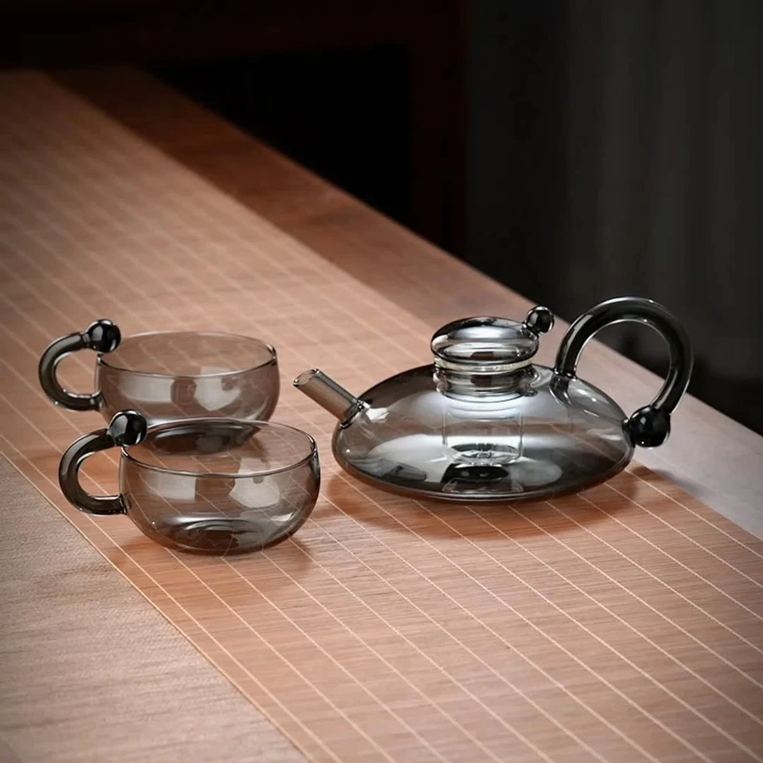 New Transparent Black Glass Teapot Heat-resistant Tea Set Pot — image 7