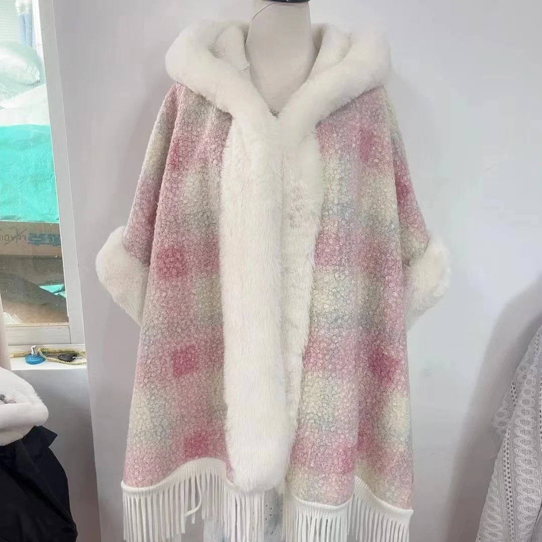 New Winter Hooded Cloak Shawl Fleece-lined And Extra-thick Latest Style — image 8