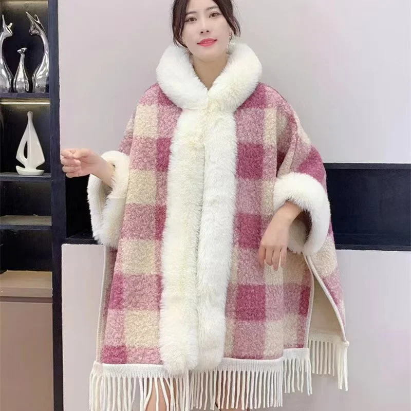 New Winter Hooded Cloak Shawl Fleece-lined And Extra-thick Latest Style — image 3