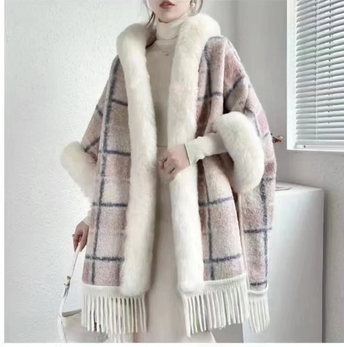New Winter Hooded Cloak Shawl Fleece-lined And Extra-thick Latest Style — image 12