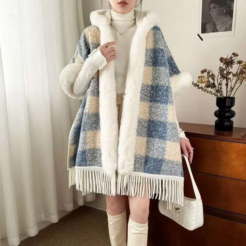 New Winter Hooded Cloak Shawl Fleece-lined And Extra-thick Latest Style — image 10