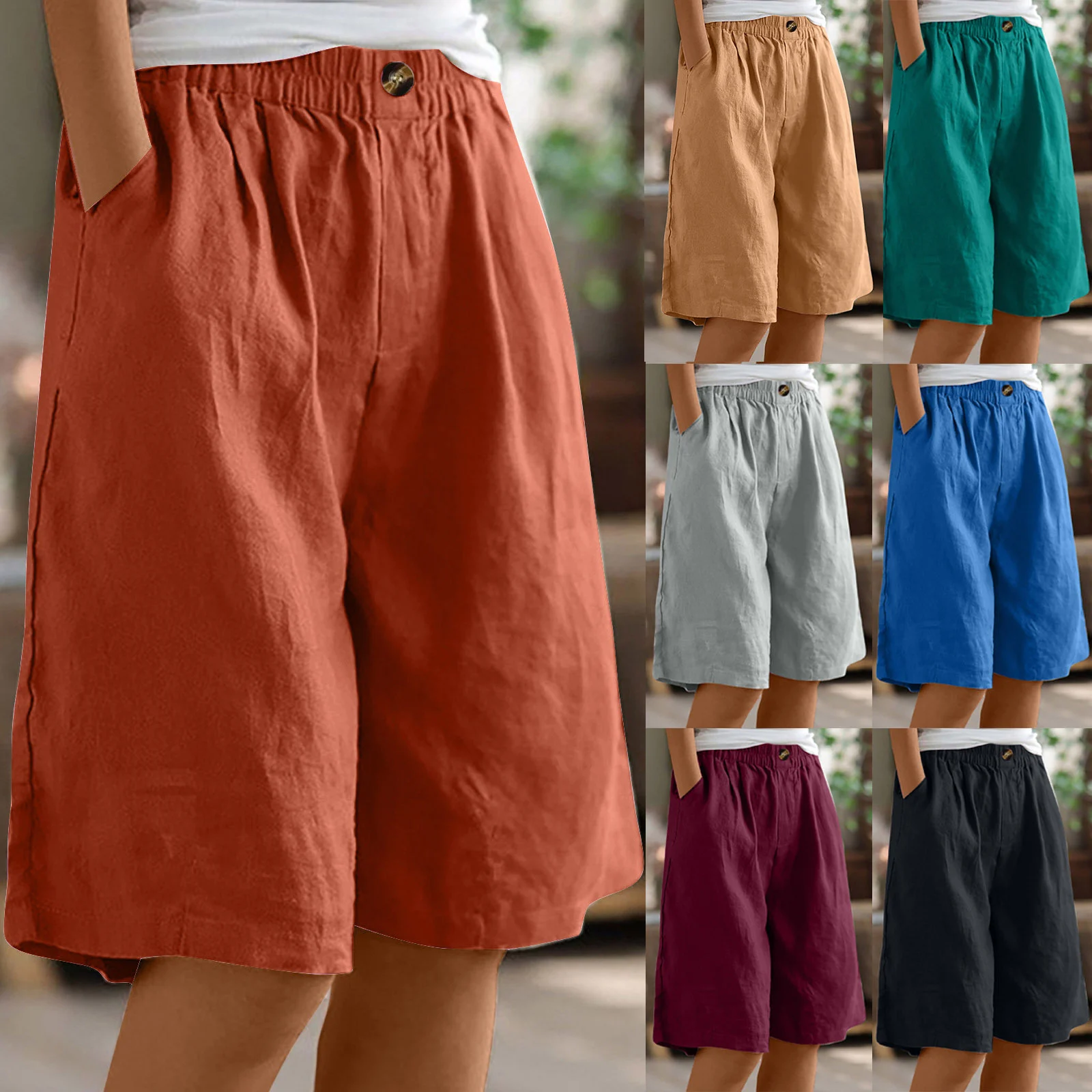 New Women's Casual Pants With Loose Waist Simple Solid Color Cotton And Linen — image 3