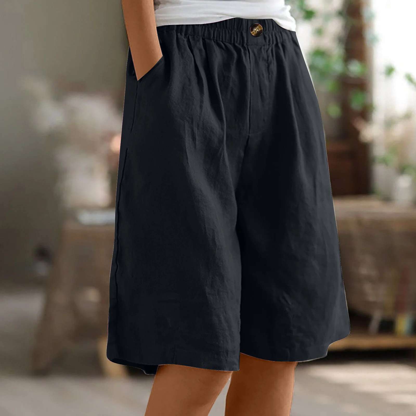 New Women's Casual Pants With Loose Waist Simple Solid Color Cotton And Linen — image 8