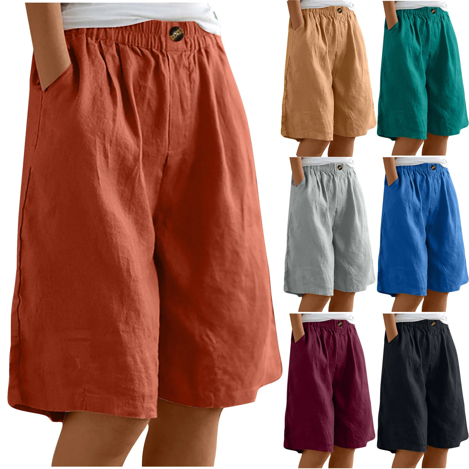 New Women's Casual Pants With Loose Waist Simple Solid Color Cotton And Linen — image 7
