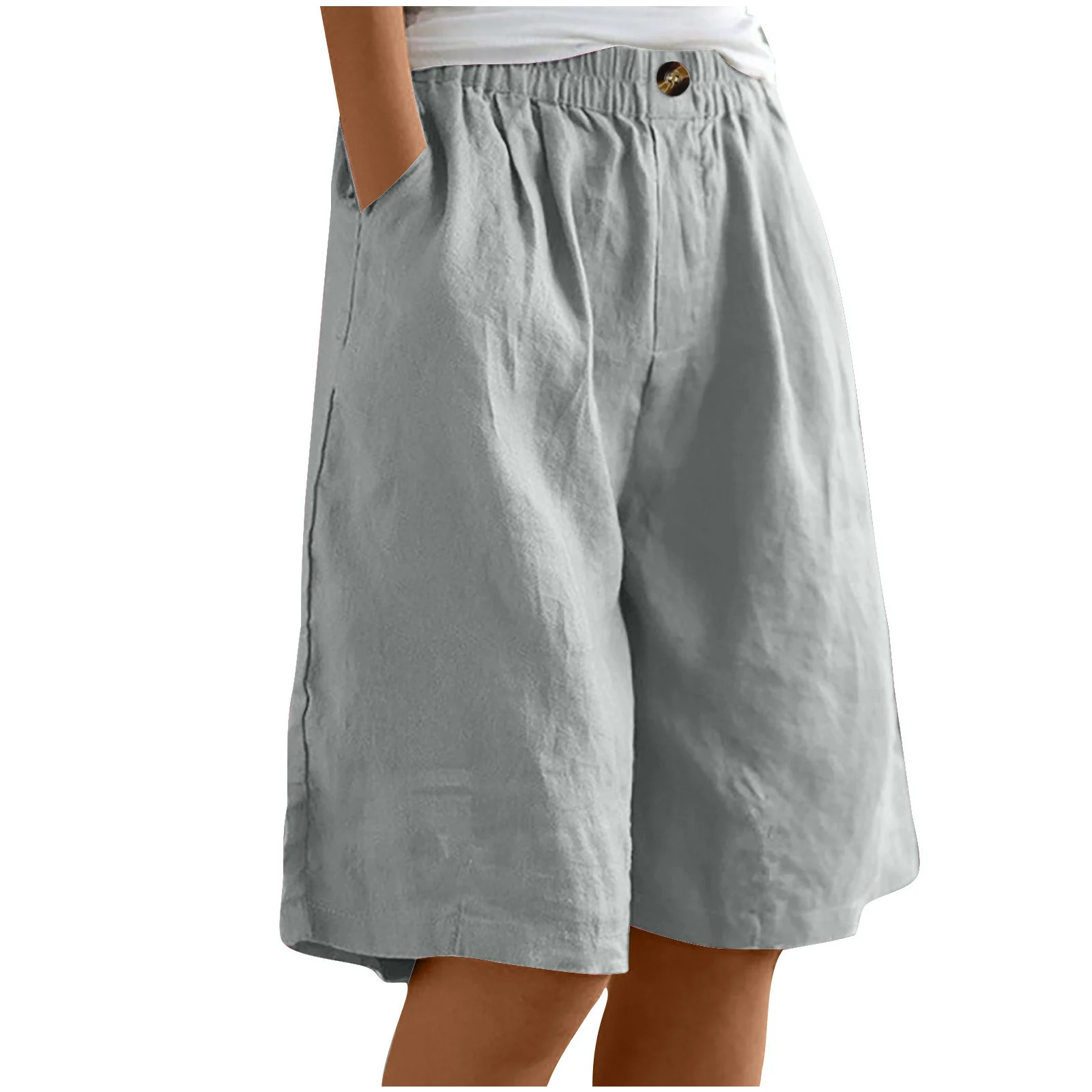 New Women's Casual Pants With Loose Waist Simple Solid Color Cotton And Linen — image 6