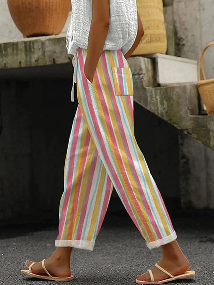 New Women's Clothing Regular Drawstring Flap Pocket Pants Casual Multi-color Digital… — image 5
