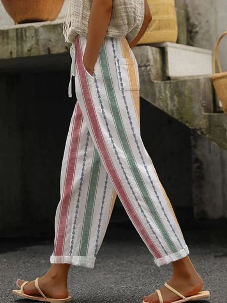 New Women's Clothing Regular Drawstring Flap Pocket Pants Casual Multi-color Digital… — image 3