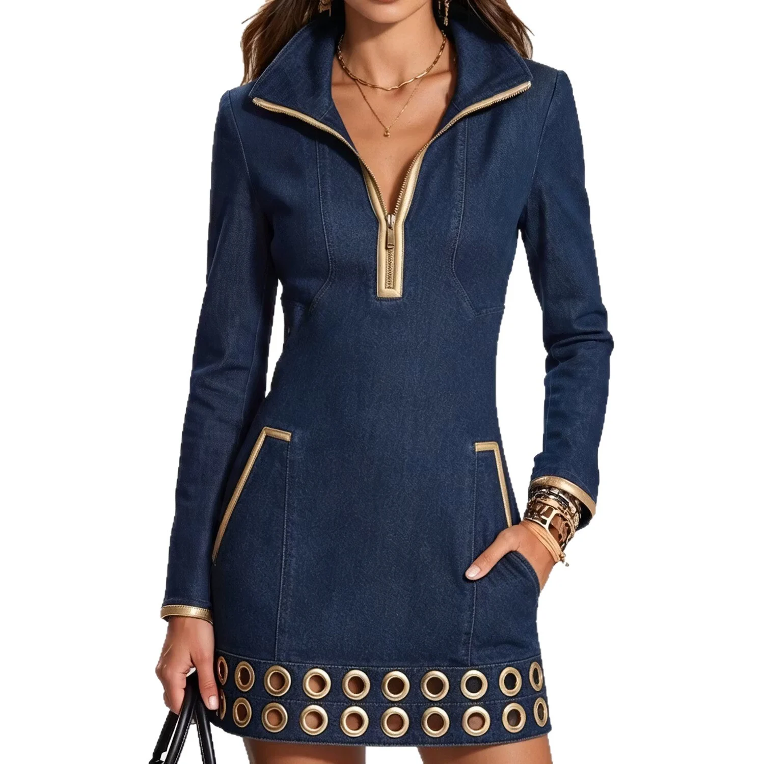 New Women's Denim Long-sleeved Dress — image 3