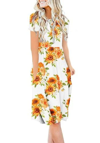New Womens Printed Loose-fit Pocket Dress With Short Sleeves — image 4