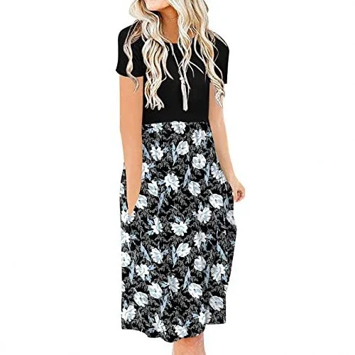 New Womens Printed Loose-fit Pocket Dress With Short Sleeves — image 5
