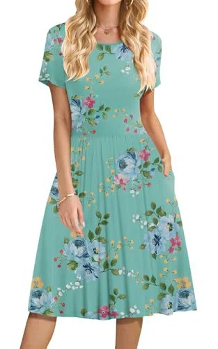 New Womens Printed Loose-fit Pocket Dress With Short Sleeves — image 10