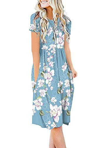 New Womens Printed Loose-fit Pocket Dress With Short Sleeves — image 3