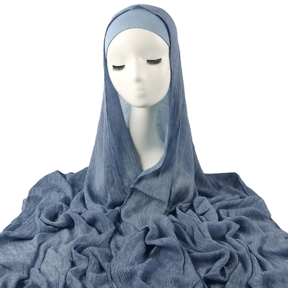 New Womens Solid-color Pleated Faux Hijab — image 4