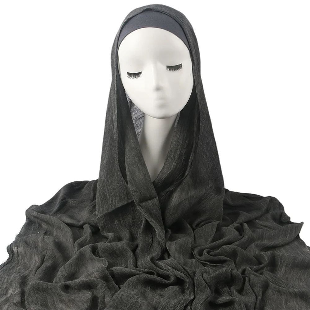 New Womens Solid-color Pleated Faux Hijab — variant image