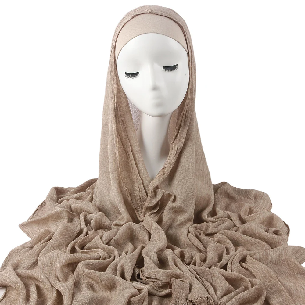 New Womens Solid-color Pleated Faux Hijab — variant image