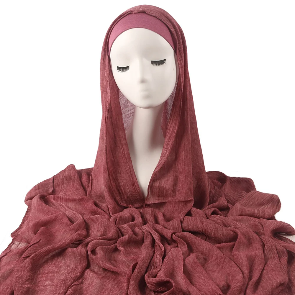 New Womens Solid-color Pleated Faux Hijab — image 7