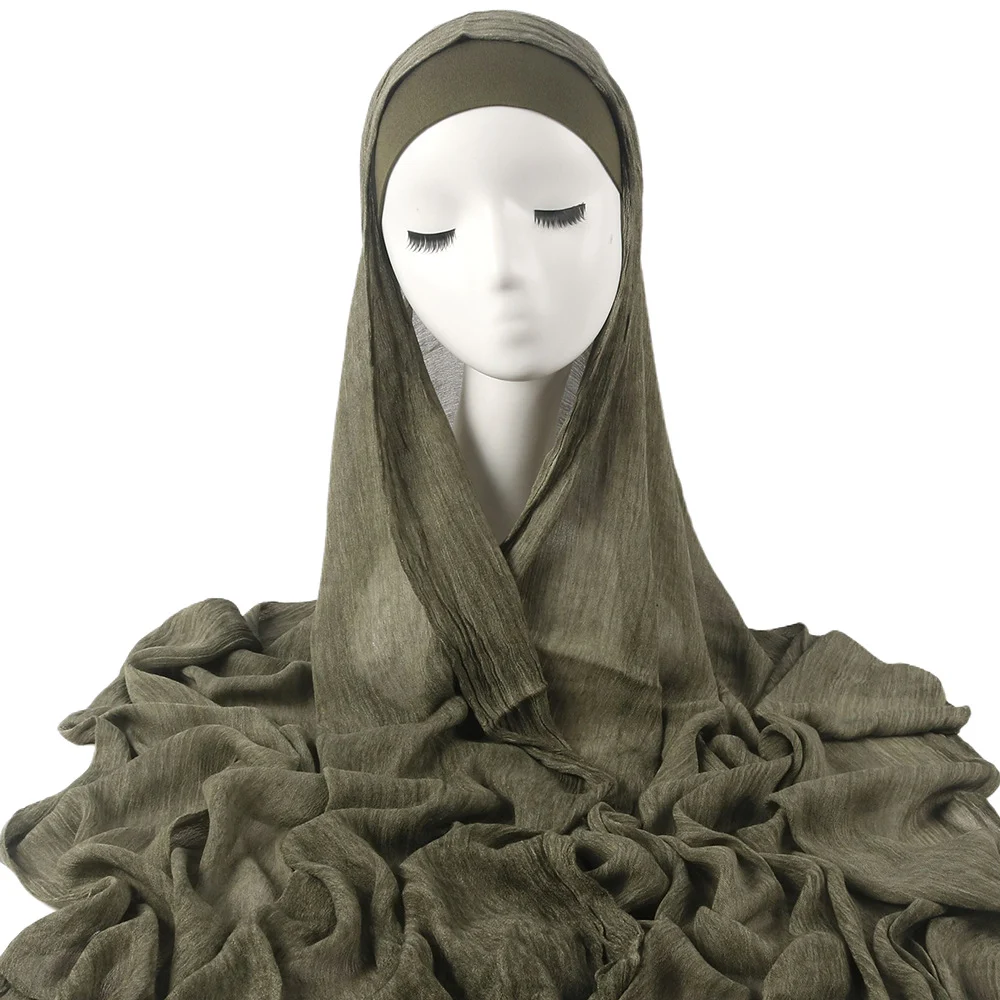 New Womens Solid-color Pleated Faux Hijab — variant image