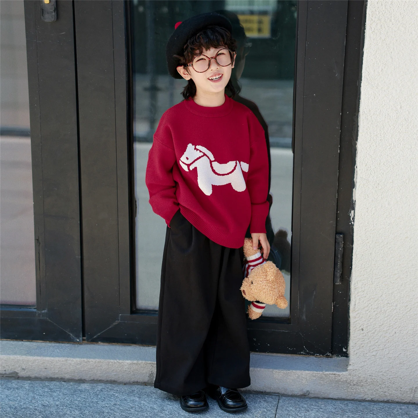 New Years Day Family Matching Sweater Red With A Little Horse Pattern For Mother And… — image 5