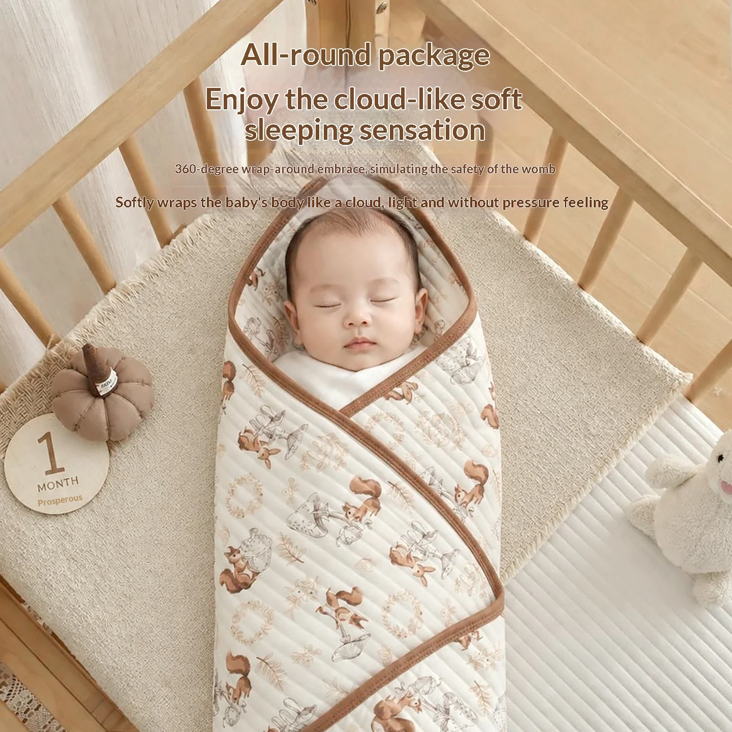 Newborn Baby Cotton Autumnwinter Thickened Quilted Swaddle Blanket — image 3