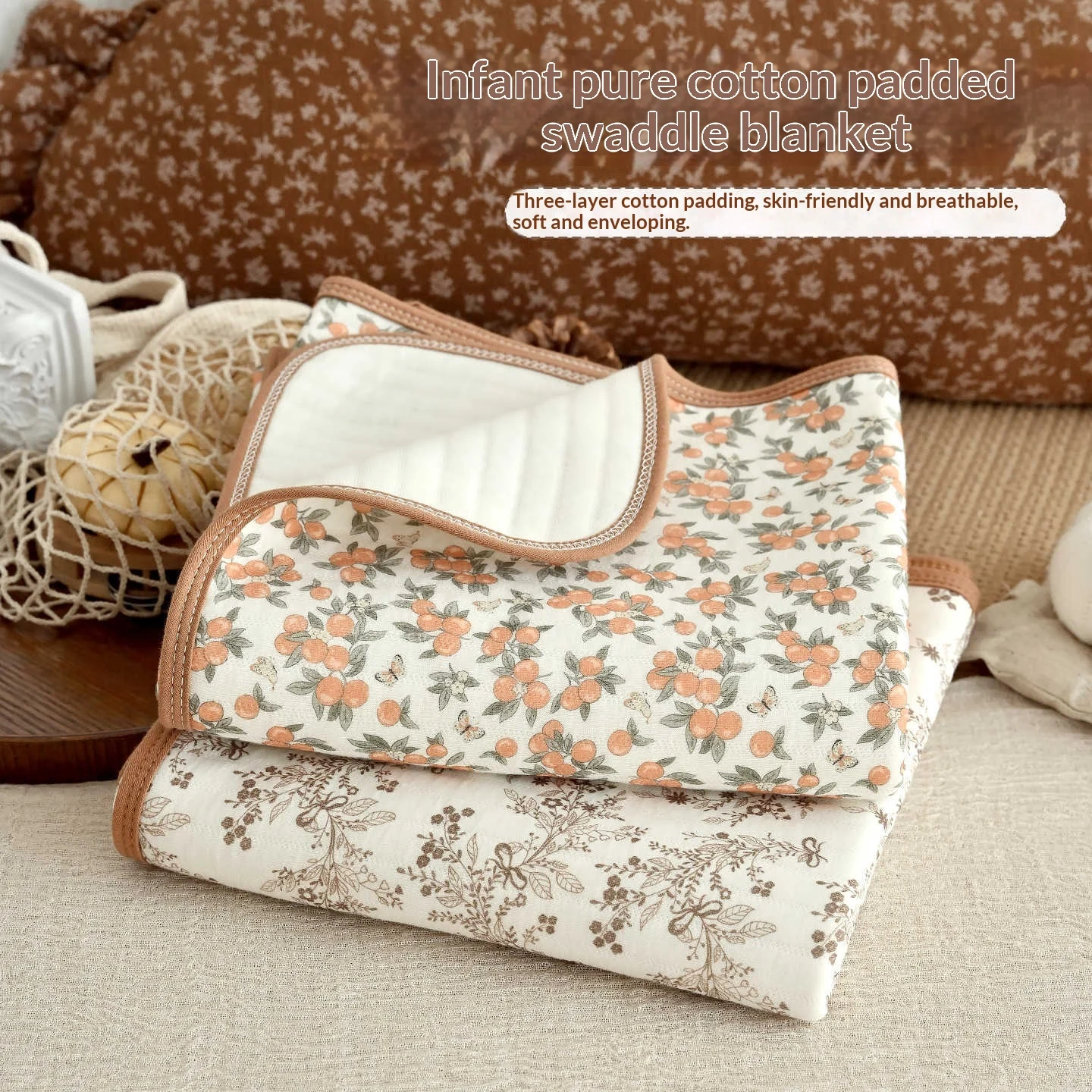 Newborn Baby Cotton Autumnwinter Thickened Quilted Swaddle Blanket — image 6