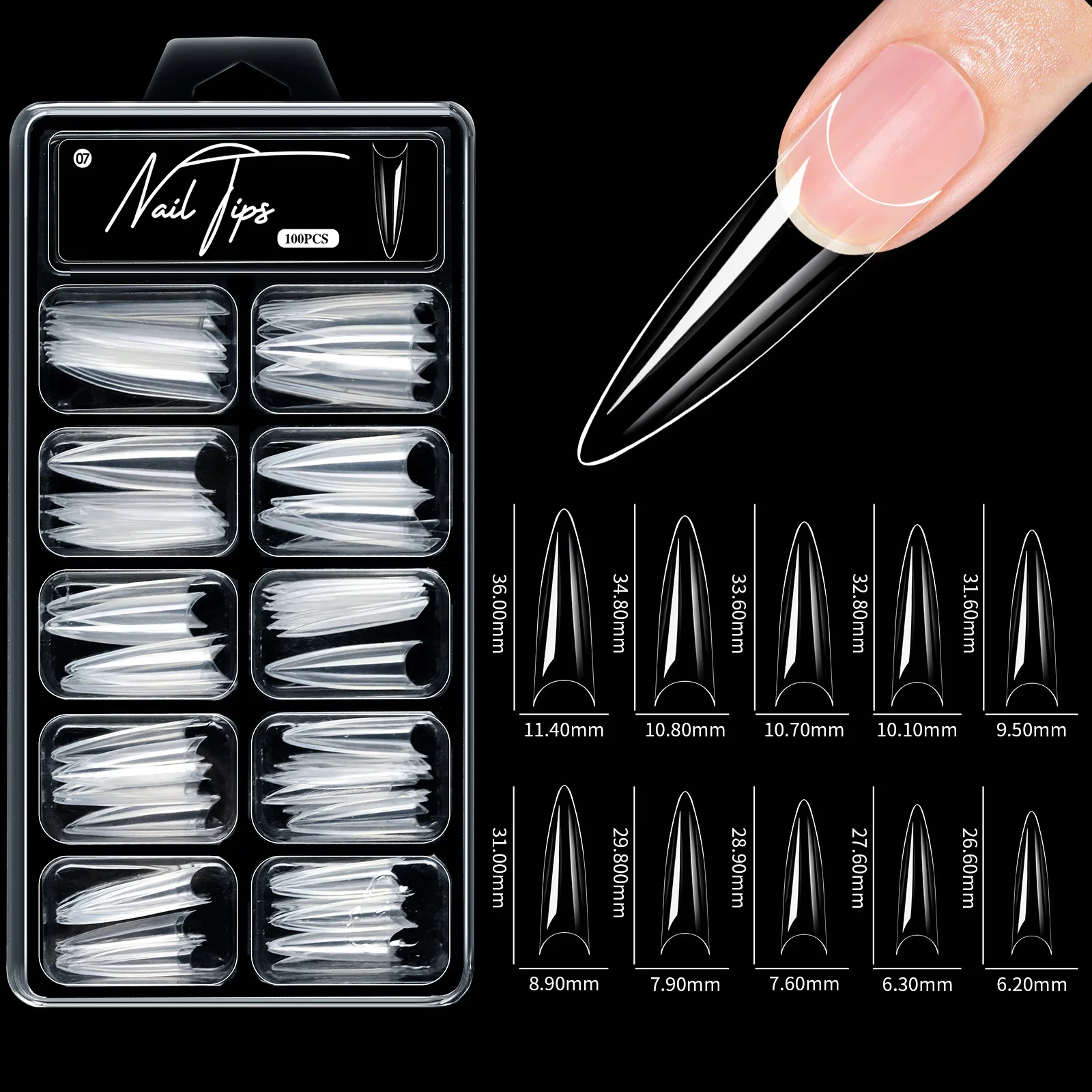 No Carving Sanding100-piece Box Of Protective Nail Tips — image 5