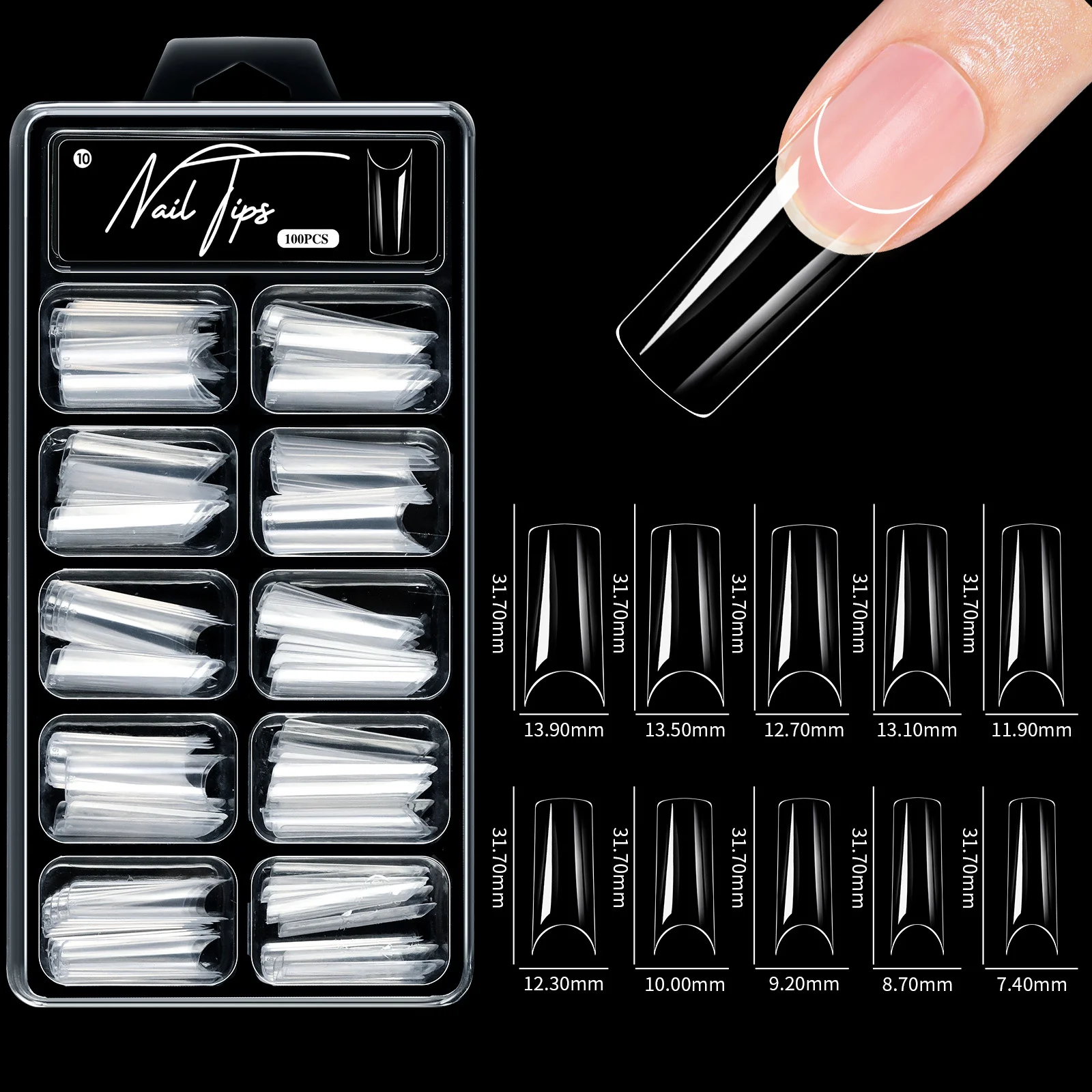 No Carving Sanding100-piece Box Of Protective Nail Tips — variant image