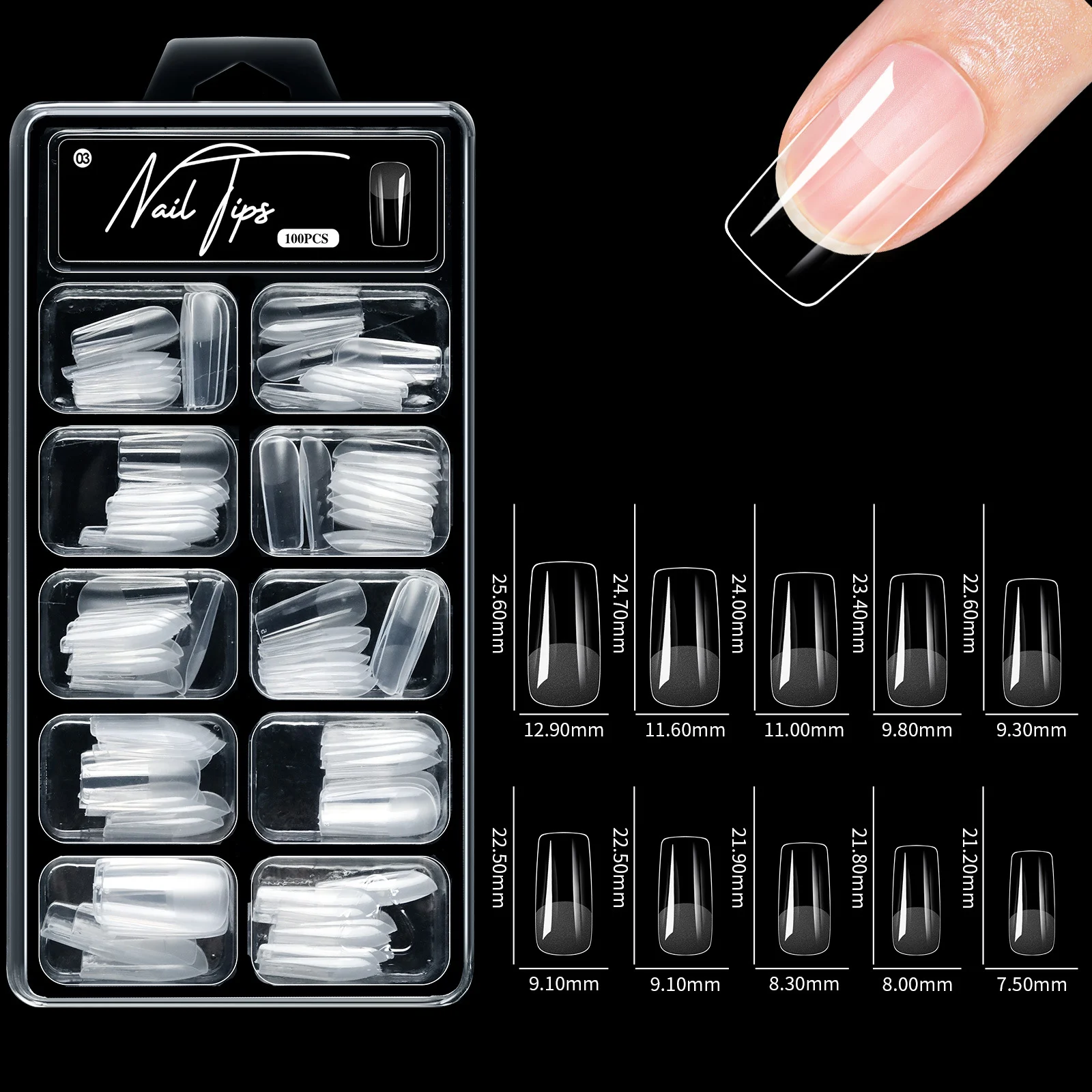 No Carving Sanding100-piece Box Of Protective Nail Tips — variant image