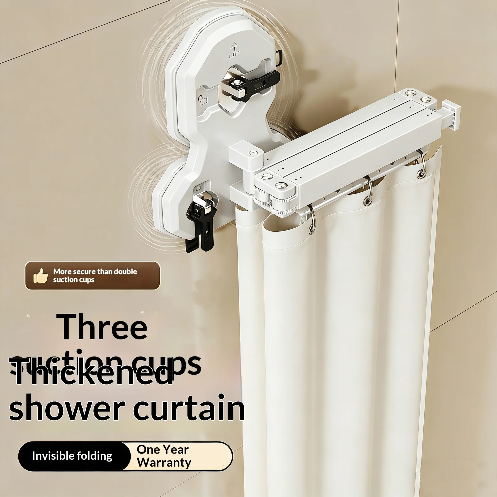 No-drill Shower Curtain Invisible Bathroom Divider And Clothes-drying Rack — image 2