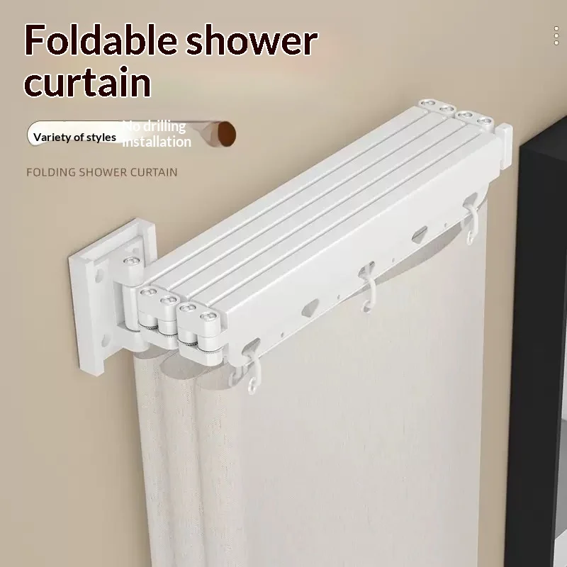 No-drill Shower Curtain Invisible Bathroom Divider And Clothes-drying Rack — image 5