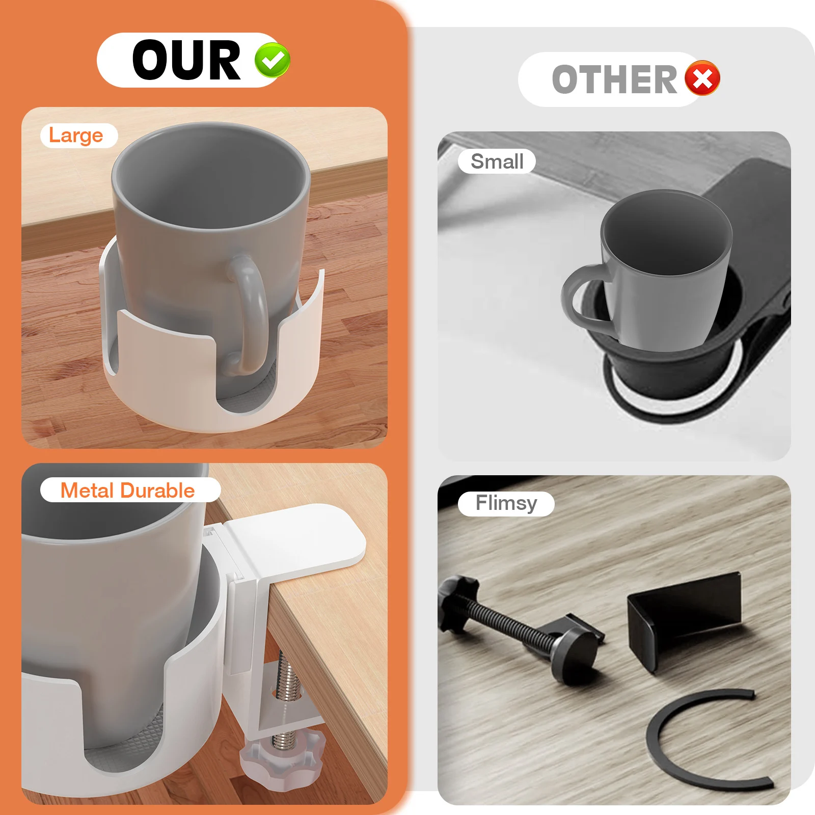 No-drill Table-edge Detachable Stand Desktop Mug Rack Household Water Cup Holder — image 4