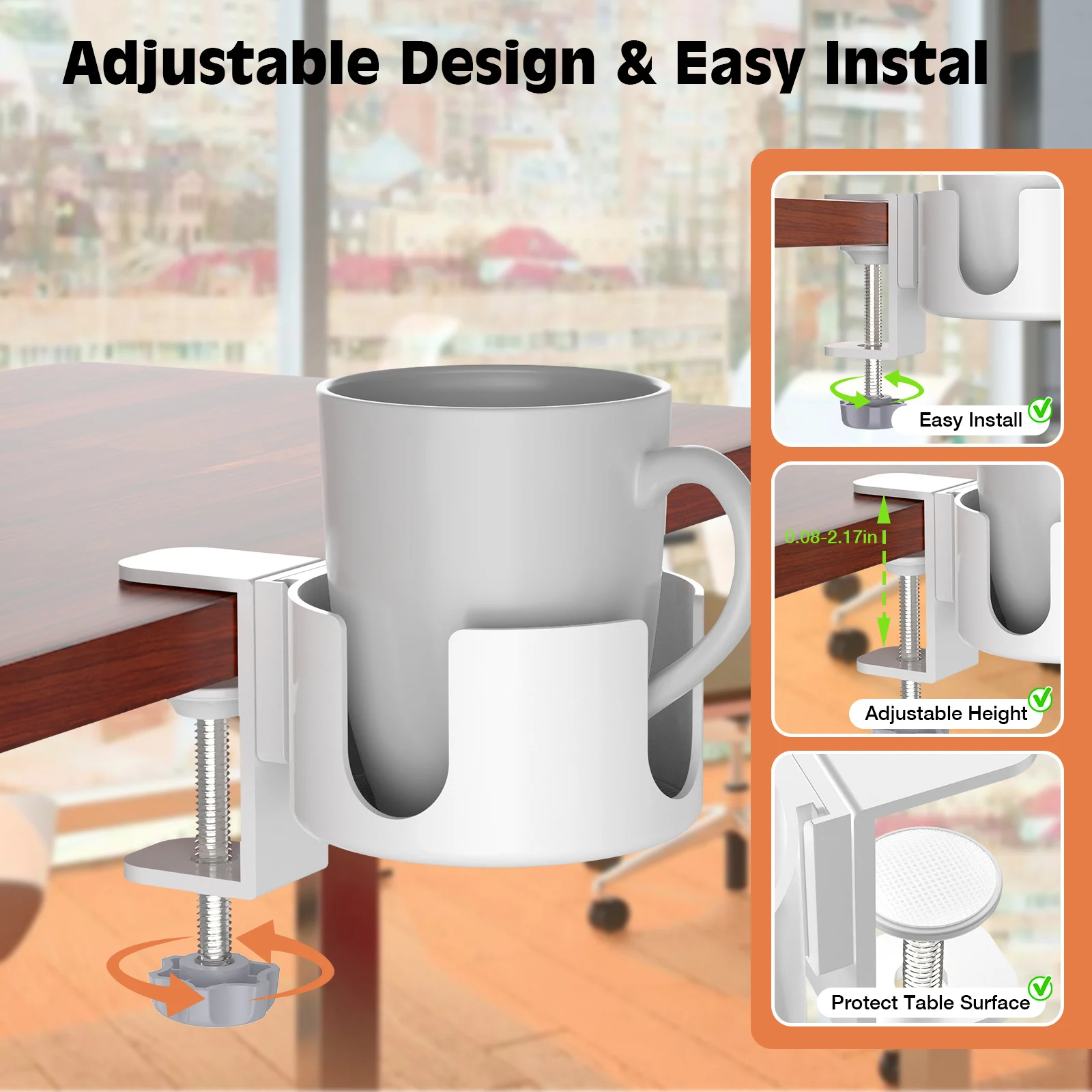 No-drill Table-edge Detachable Stand Desktop Mug Rack Household Water Cup Holder — image 2