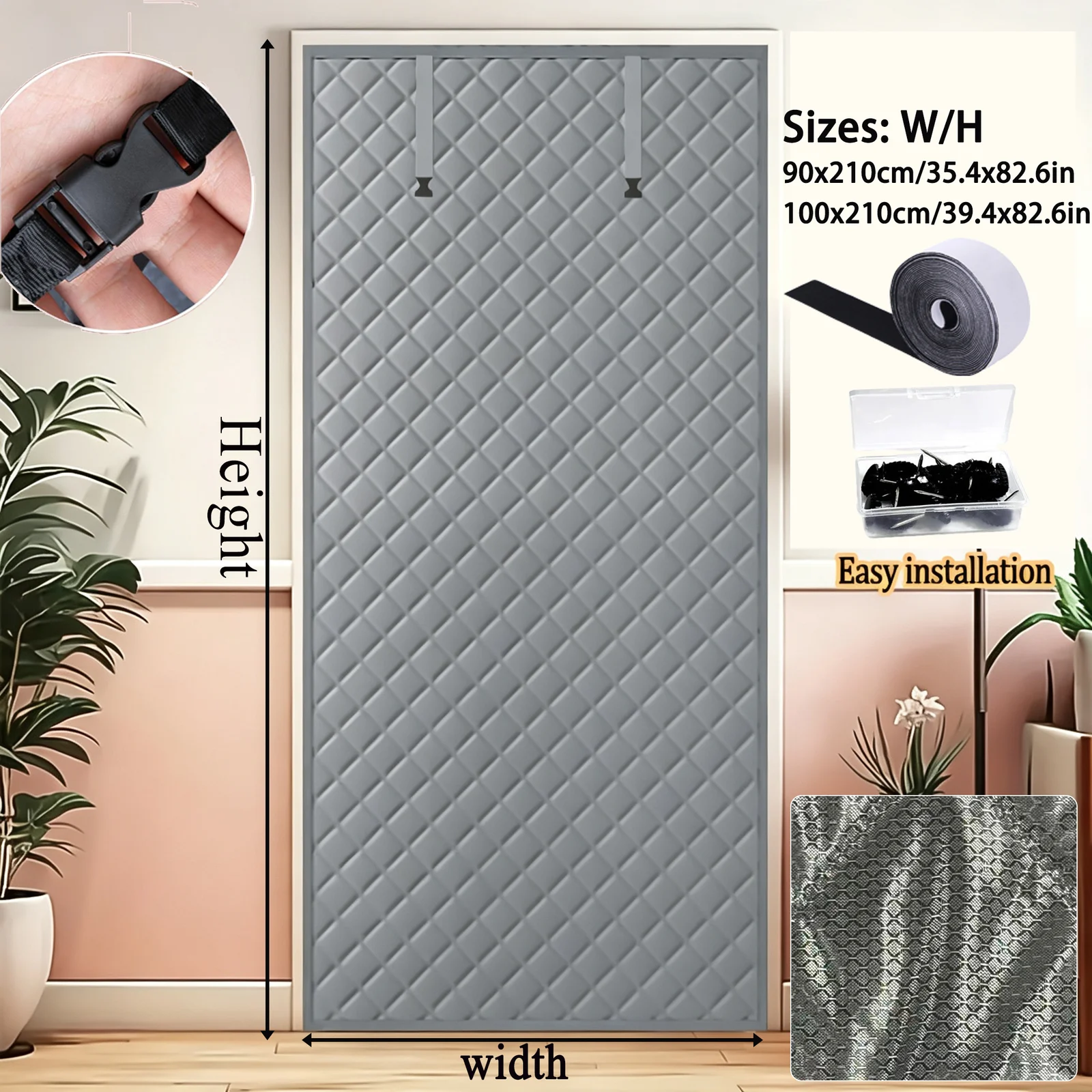 No Drill Thick Quilted Window Thermal Curtain, Wind Cold Insulation Foldable Roll Up… — image 4