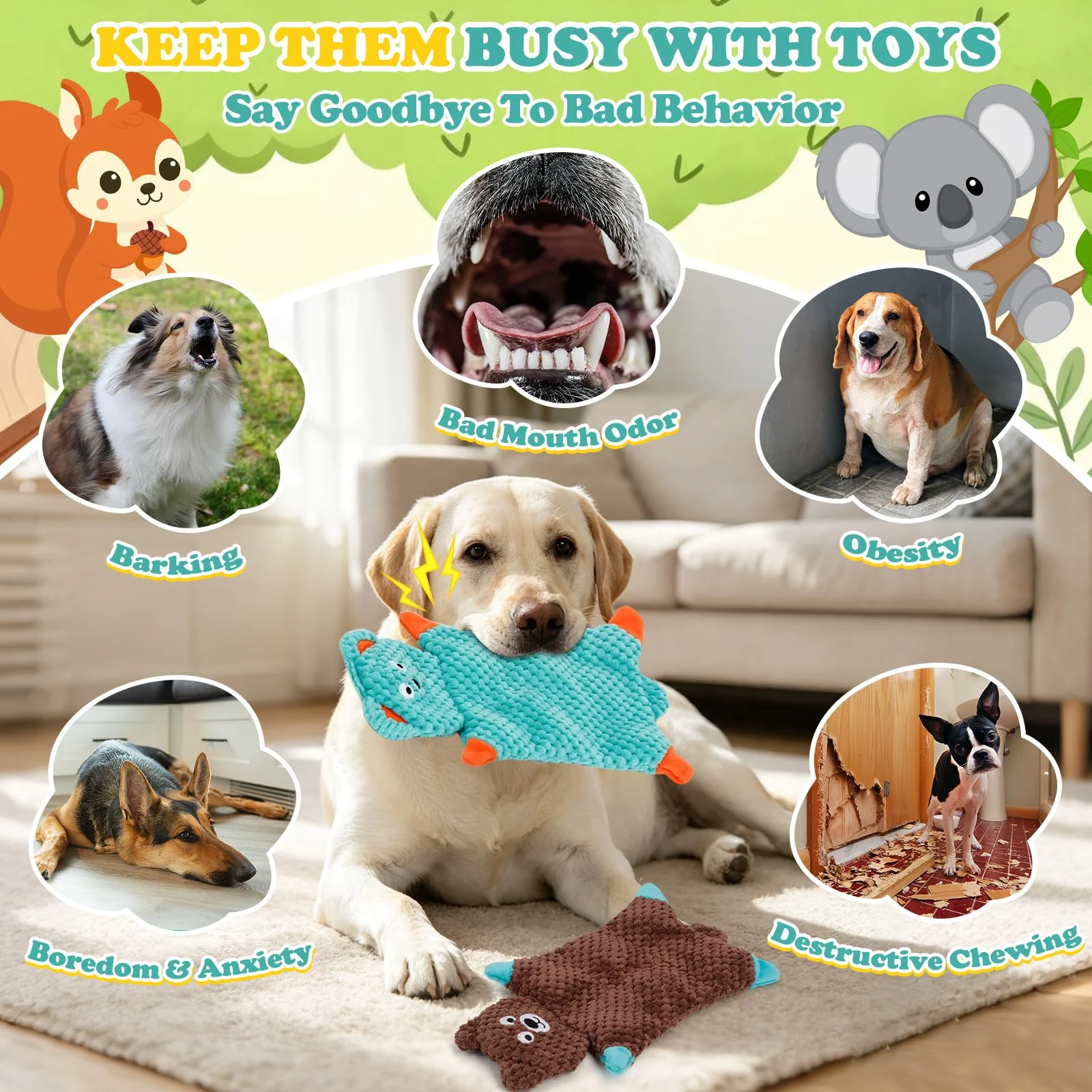 No Stuffing Squeaky Dog Toys For Samll Medium Large Breeds, 3 Pack Durable Plush Puppy… — image 6