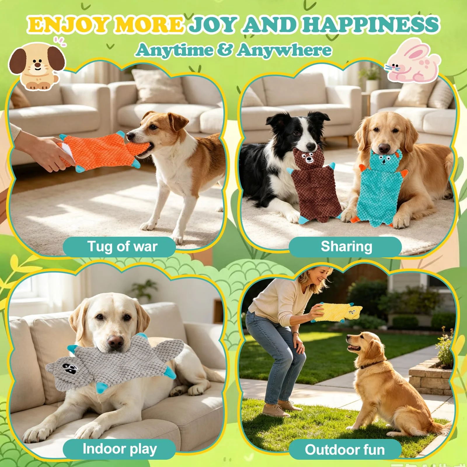 No Stuffing Squeaky Dog Toys For Samll Medium Large Breeds, 3 Pack Durable Plush Puppy… — image 2