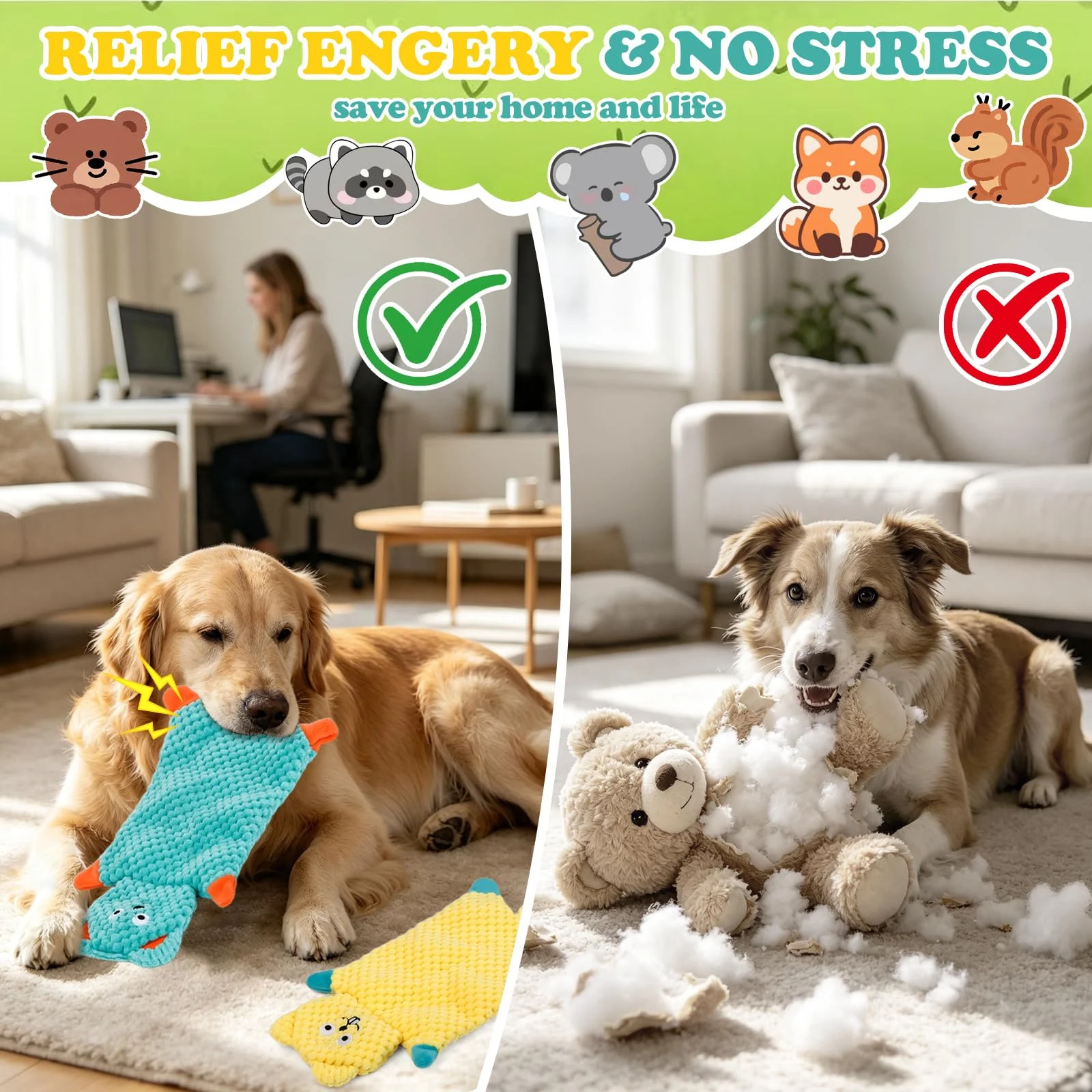 No Stuffing Squeaky Dog Toys For Samll Medium Large Breeds, 3 Pack Durable Plush Puppy… — image 3