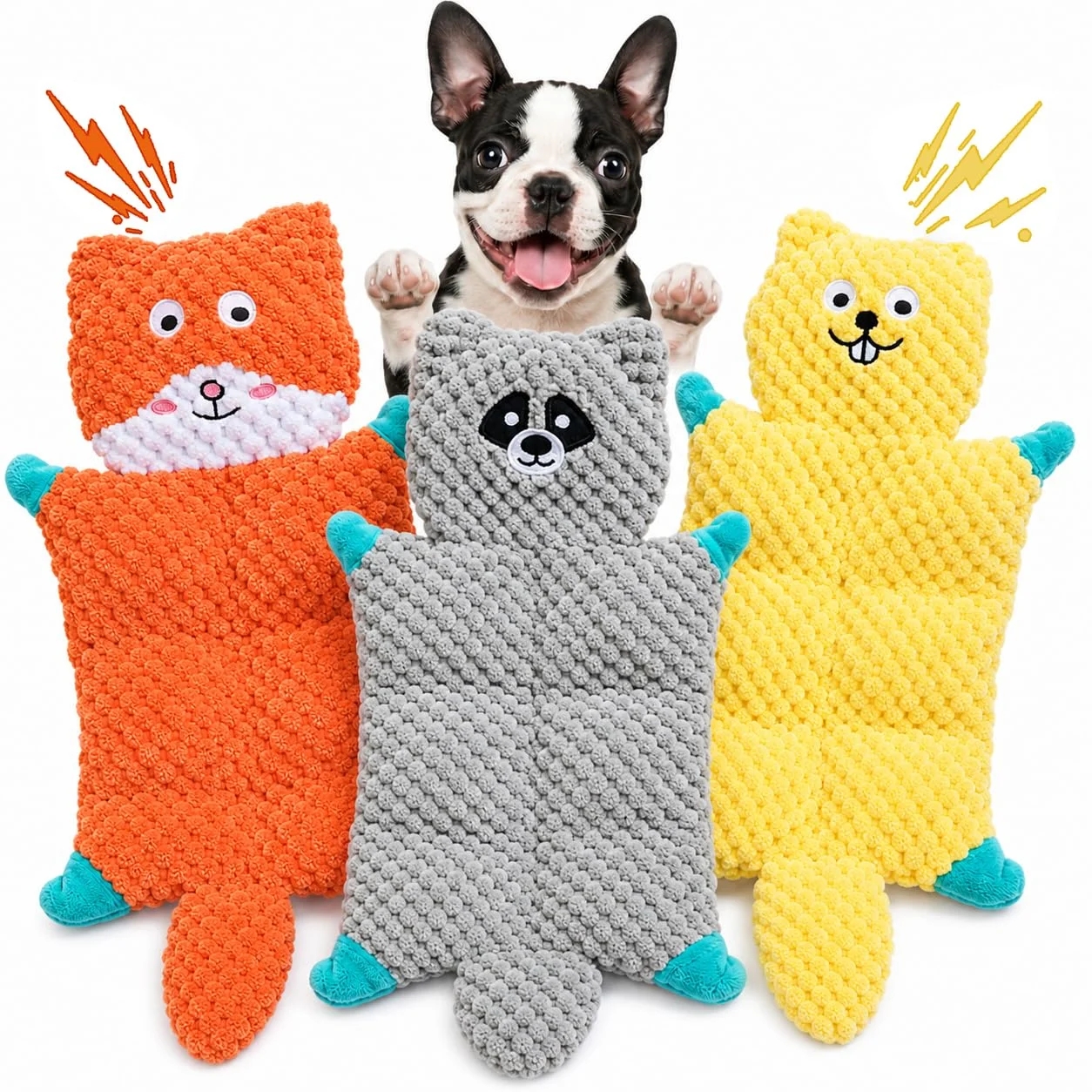 No Stuffing Squeaky Dog Toys For Samll Medium Large Breeds, 3 Pack Durable Plush Puppy… — image 4