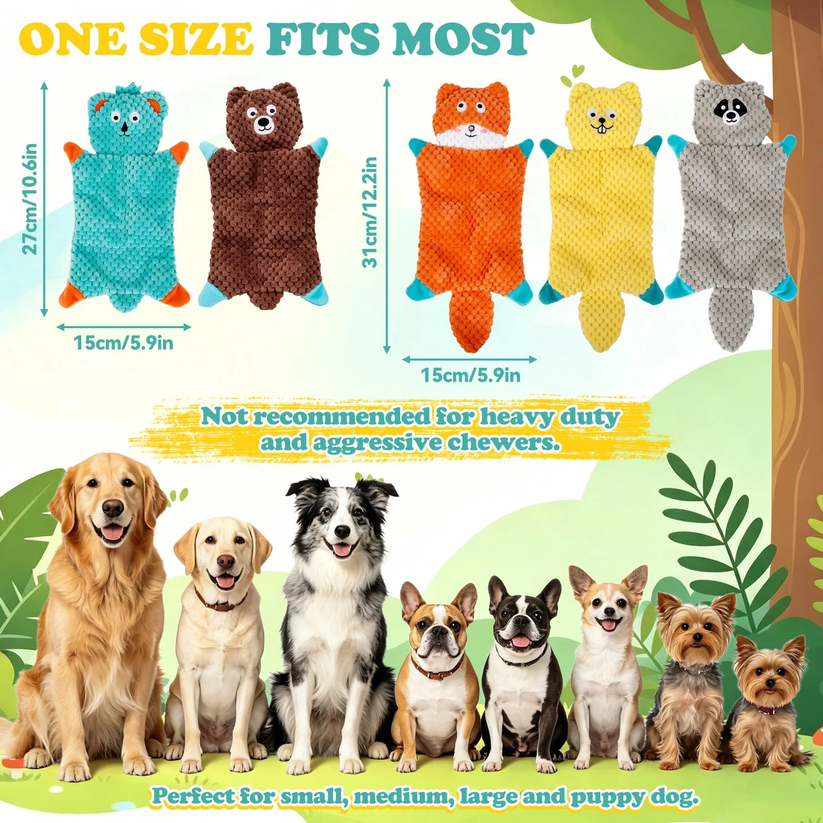 No Stuffing Squeaky Dog Toys For Samll Medium Large Breeds, 3 Pack Durable Plush Puppy… — image 7