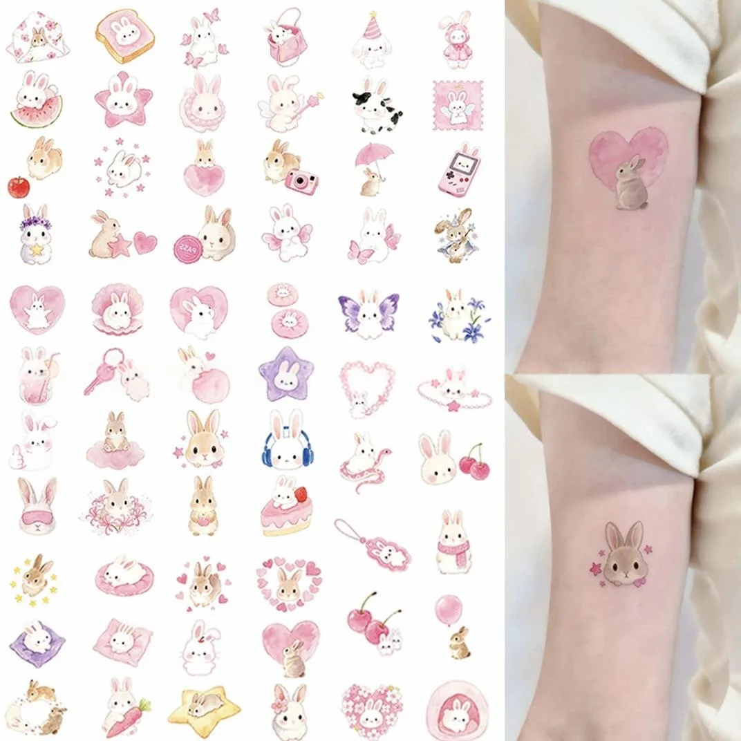 Non-reflective Arm Stickerscute Rabbit-colored Tattoo Stickers — image 6