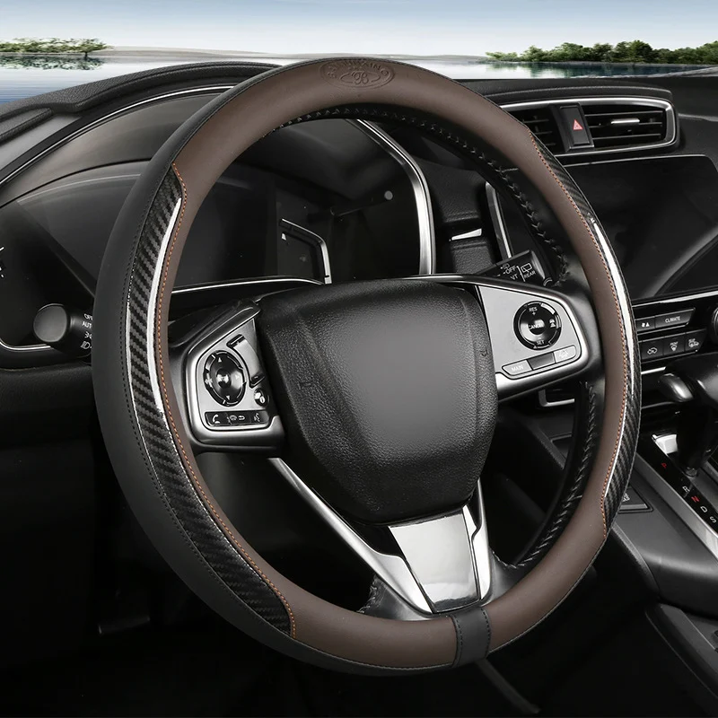 Non-slip Comfortable Carbon-fiber Steering Wheel Cover — image 7